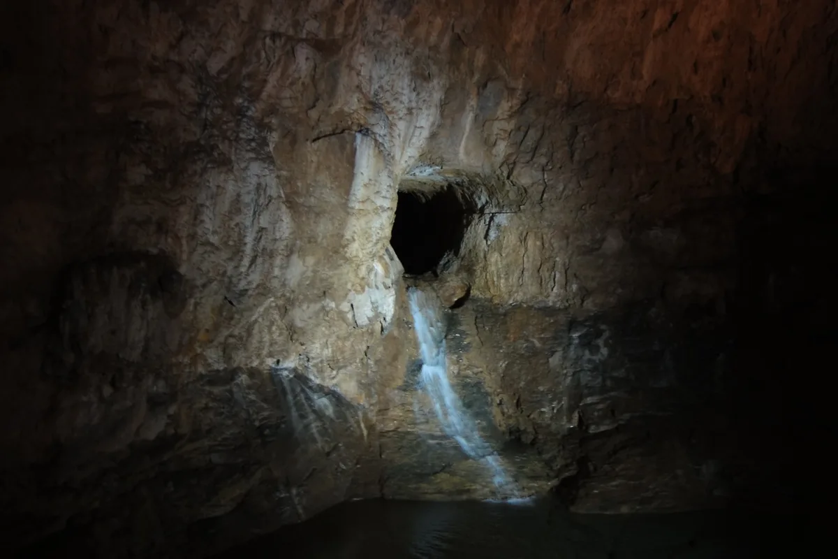 Inside Hwanseon Cave in Samcheok — Korea's limestone caves hold a steady 10–15°C even at the height of summer